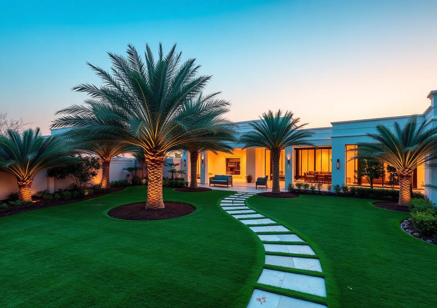 Premium UAE villa garden by NKHBAT AFQE