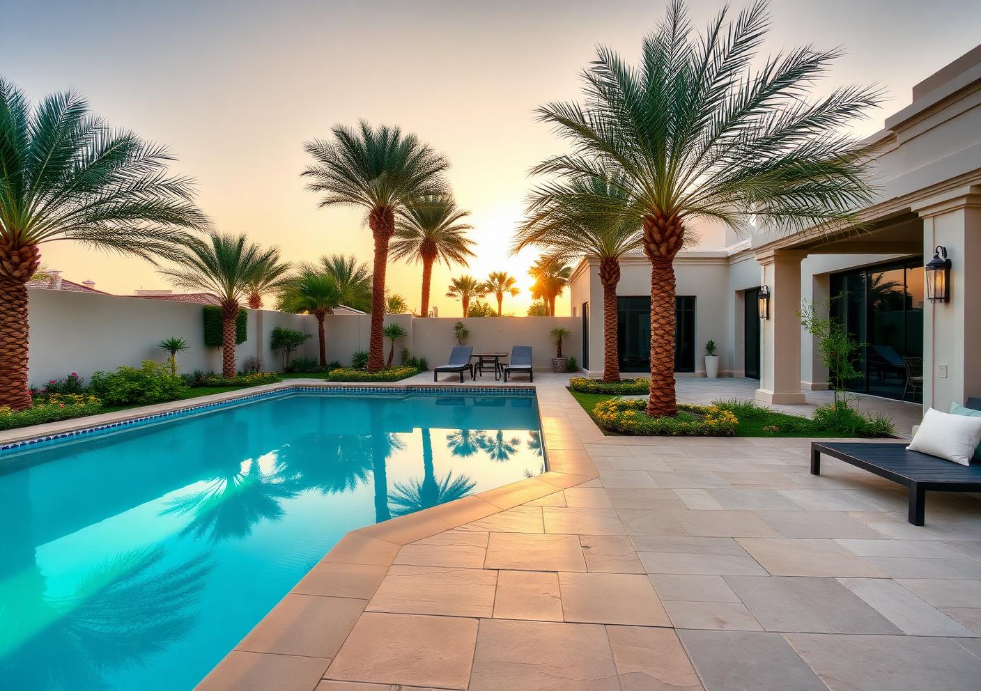 Luxury villa swimming pool garden